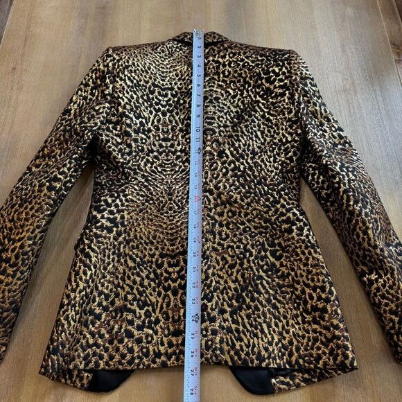 DSQUARED Tuxedo Blazer Size 38 US 2‎ Brocade Metallic Leopard Satin Lapel - Picture 10 of 16